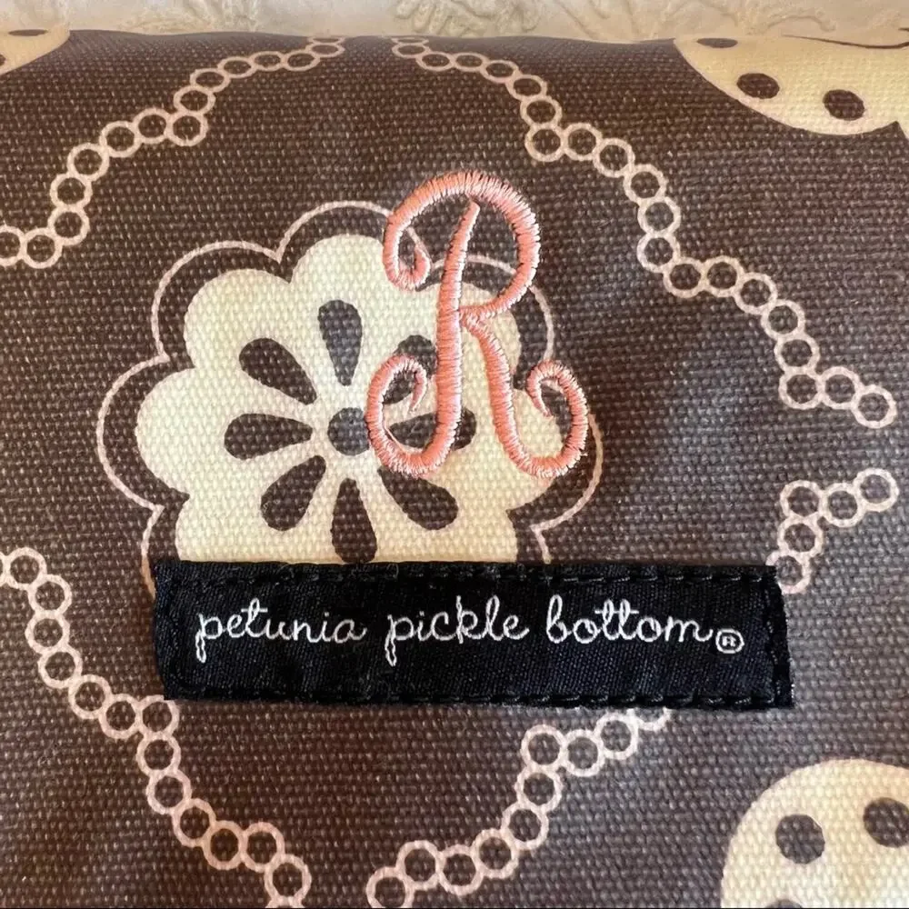 Petunia Pickle Bottom Diaper Clutch-Breakfast in Belfast Print “R” Monogram